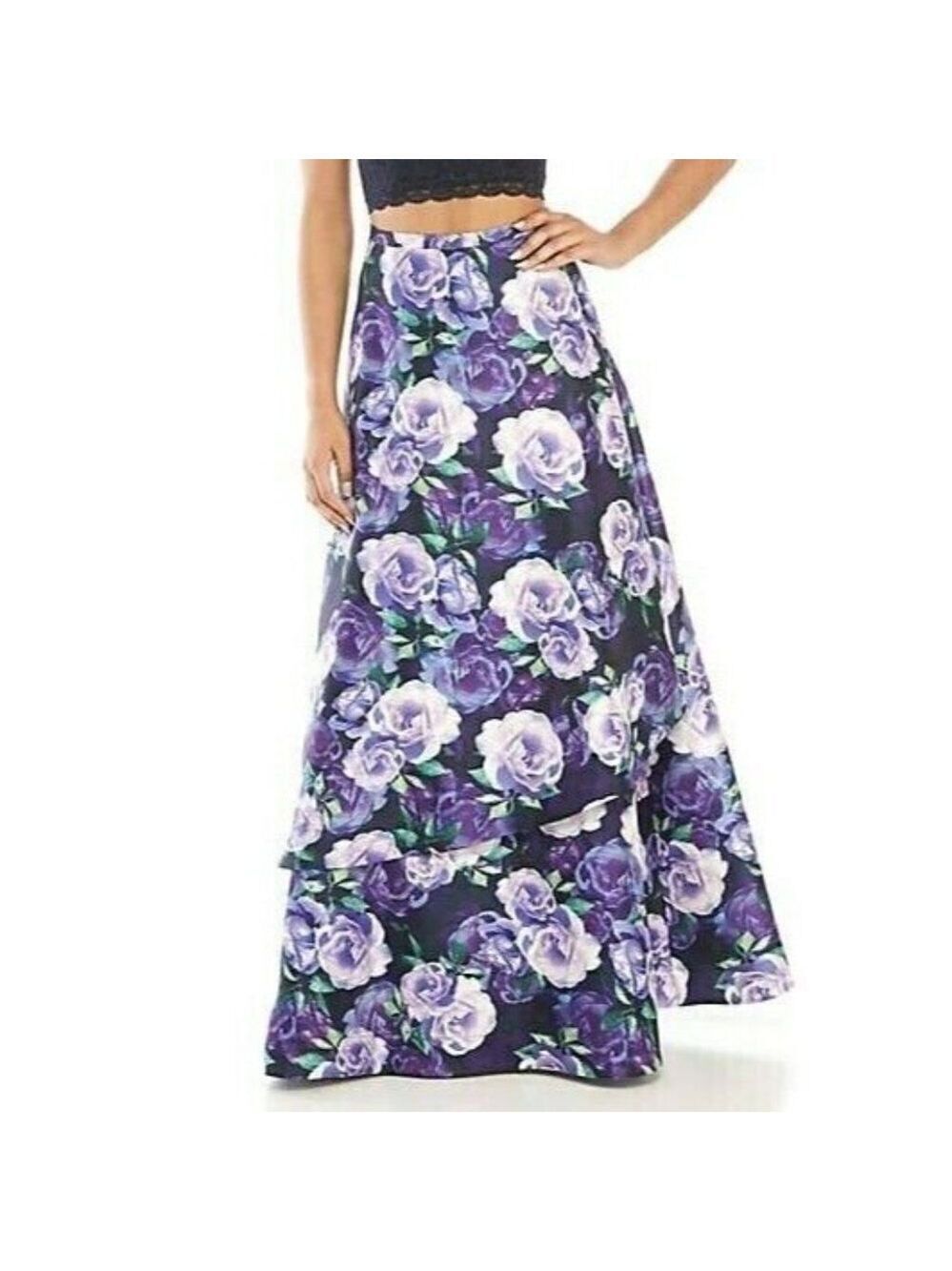 SEQUIN HEARTS Womens Floral Full-Length Prom Formal Skirt (Only Skirt)